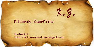 Klimek Zamfira névjegykártya